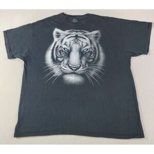 ODM Shirt Mens 2XL Black White Tiger Face Graphic Tee Tagless Wildlife Crewneck